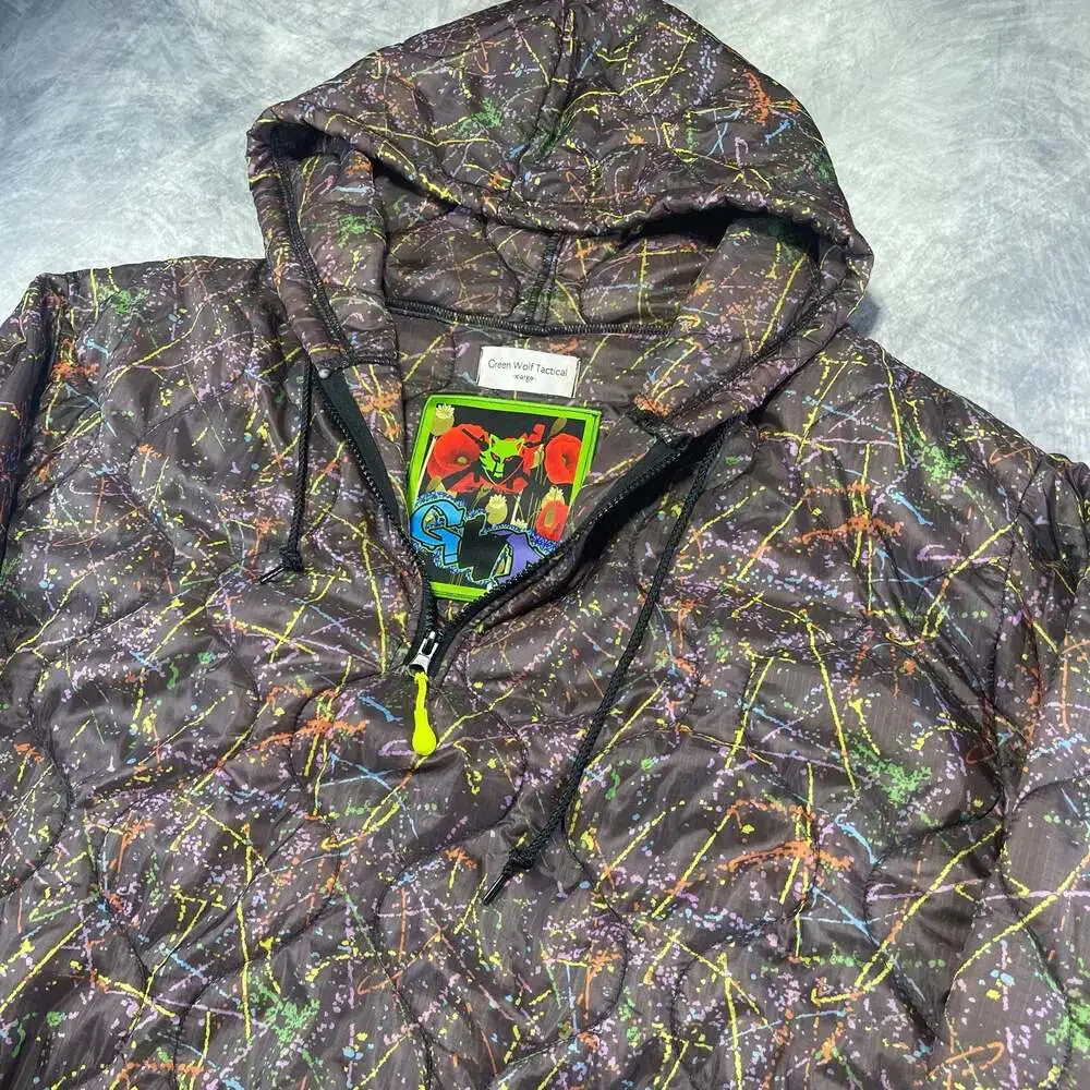 Green Wolf Tactical Retro Splatter Quilted Pullover Woobie Hoodie X-Large